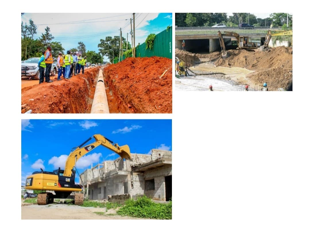 Travaux de voirie et pose d’une conduite sur un chantier